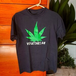 Men's Black Graphic Tee Vegetarian Leaf